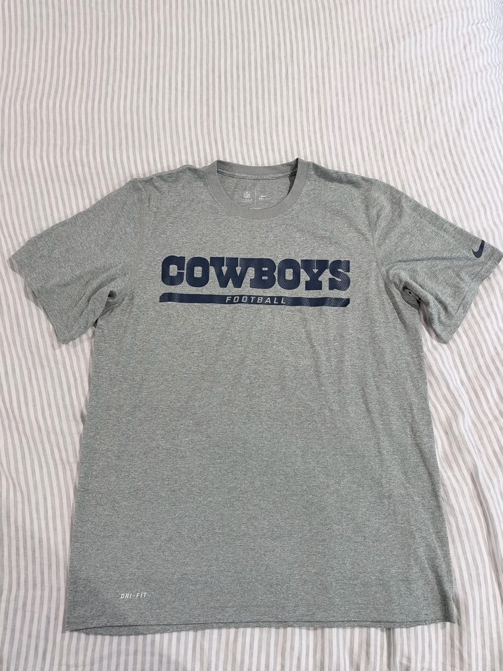 Nike Grey & Navy Cowboys Football Short Sleeve Dr-Fit Tee